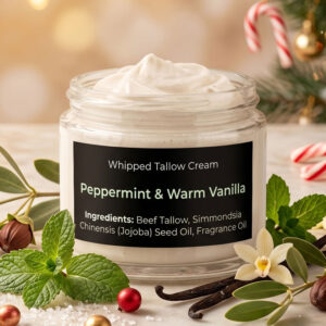 Peppermint and warm vanilla scented whipped tallow