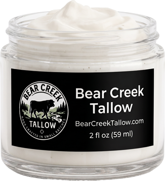 Bear Creek Tallow Whipped Tallow in Glass Jars.