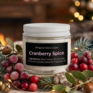 Cranberry spice scented whipped tallow cream