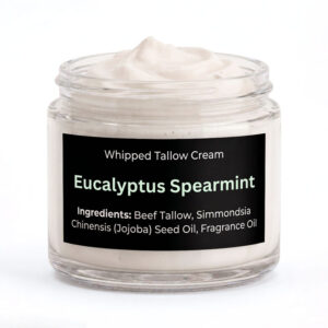 Eucalyptus and spearmint scented whipped tallow cream