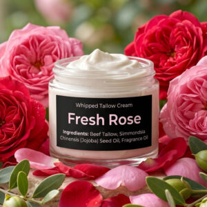 Rose scented whipped tallow cream