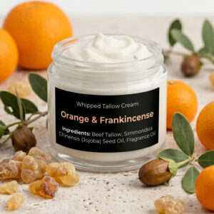 Orange Frankincense scented whipped tallow cream