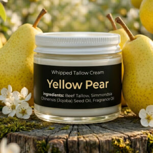 Yellow pear scented whipped tallow cream